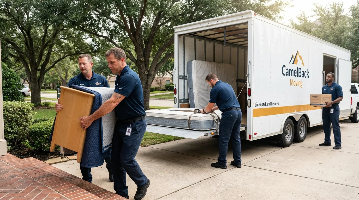Crew loading residential truck for cross-state move from Jewett City, CT