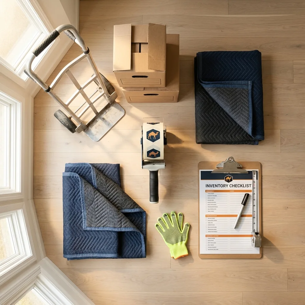 Professional moving supplies and packing materials layout for Jewett City residential relocations